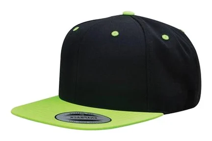 Yupoong 2-Tone Snapback Schwarz mit neongelbem Schirm