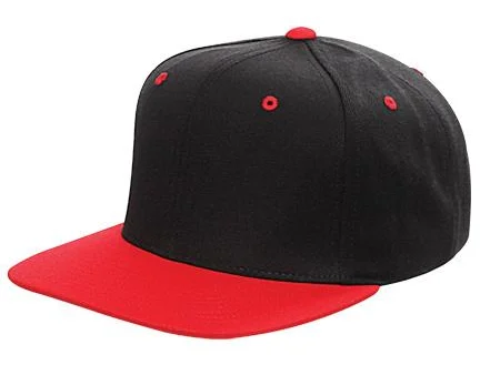 Yupoong 2-Tone Snapback Schwarz mit rotem Schirm